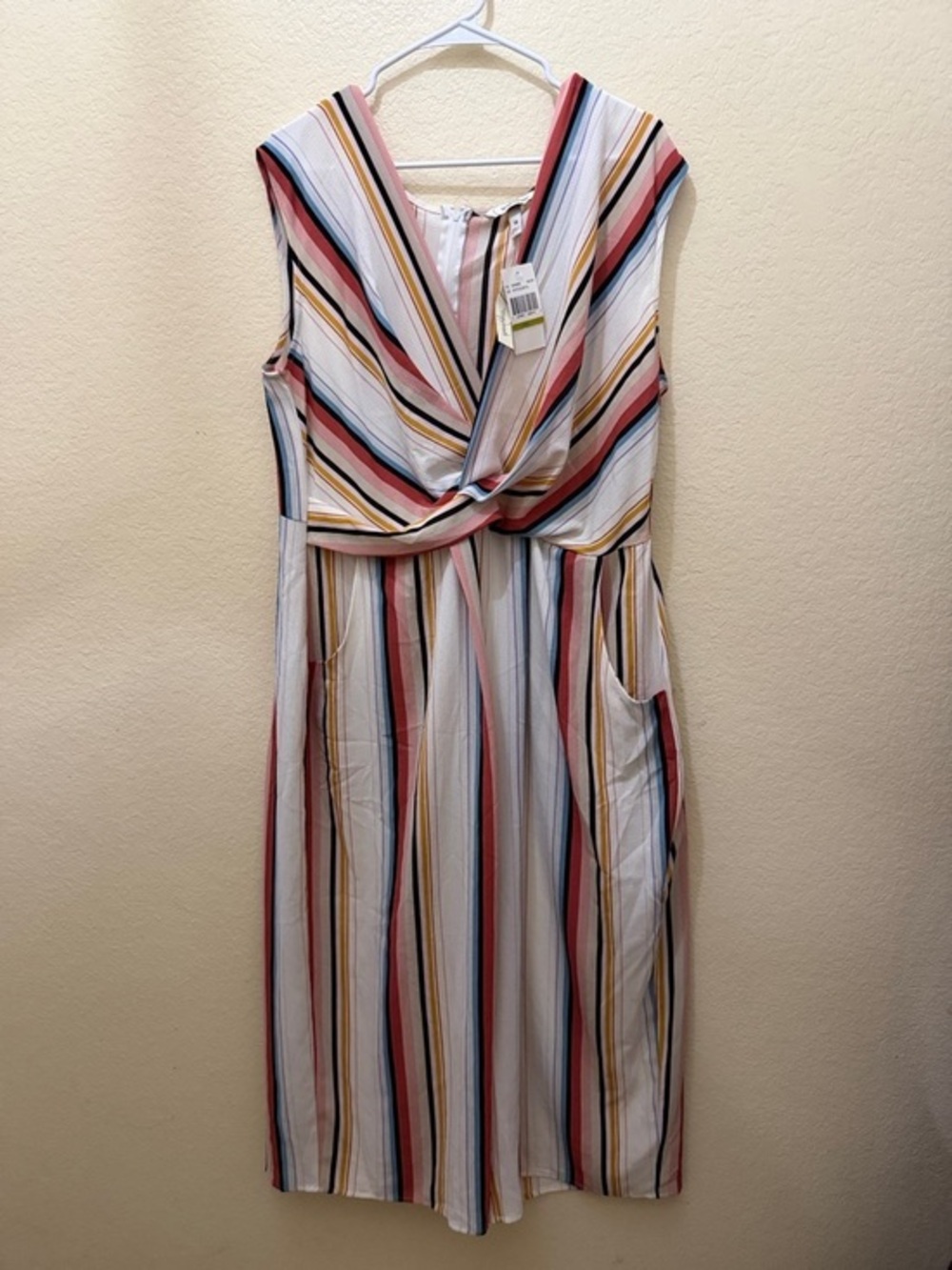 Speechless Multicolor Striped Sleeveless Jumpsuit - White, Coral & Navy